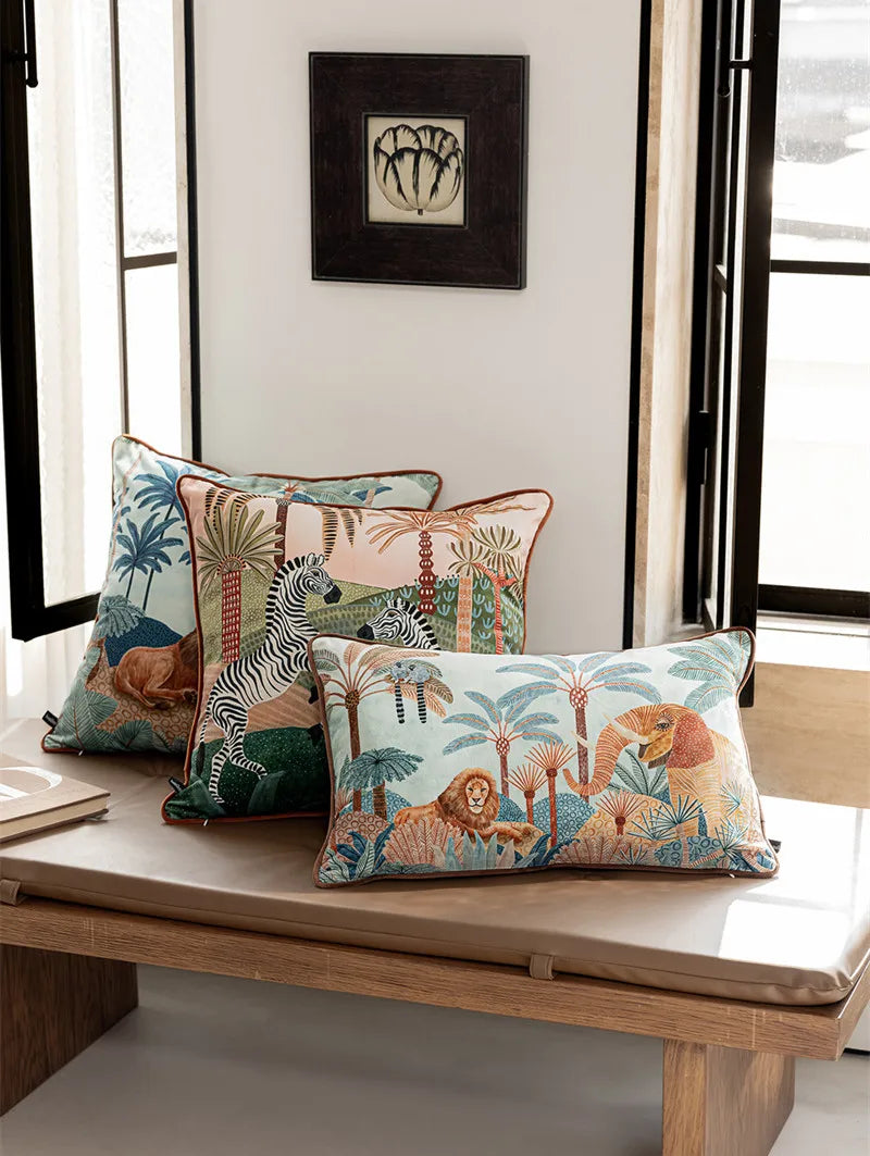 Vintage Floral Velvet Throw Pillow Covers Home Art Deco Pillowcase Square Pillow Case Cushion Cover for Bed Sofa Living Room Car