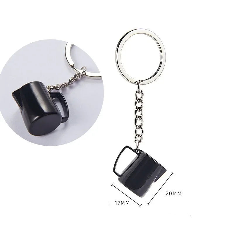 Coffee Supplies Keychain Mini Tamper Keychain Portable Fashionable Zinc Alloy Coffee Keychain Decoration Gift for Coffee Lovers