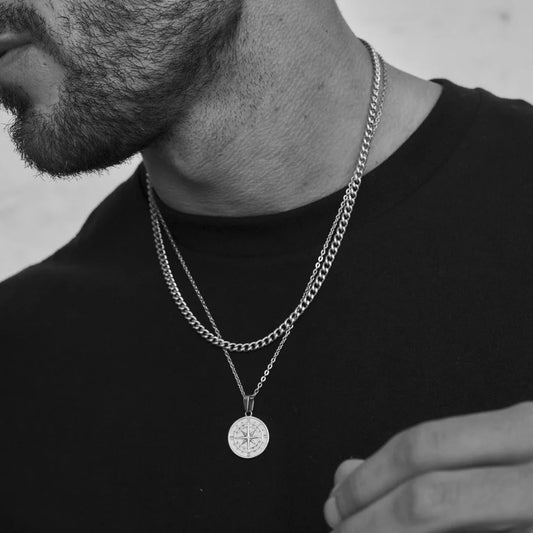 Compass Layer: Stainless Steel Travel Pendant Necklace for Men