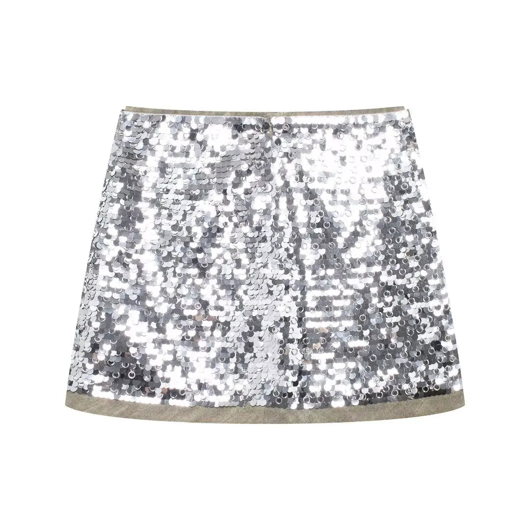 Women's Glitter Sequin Open Vest – Tailored Sparkle for Autumn Nights