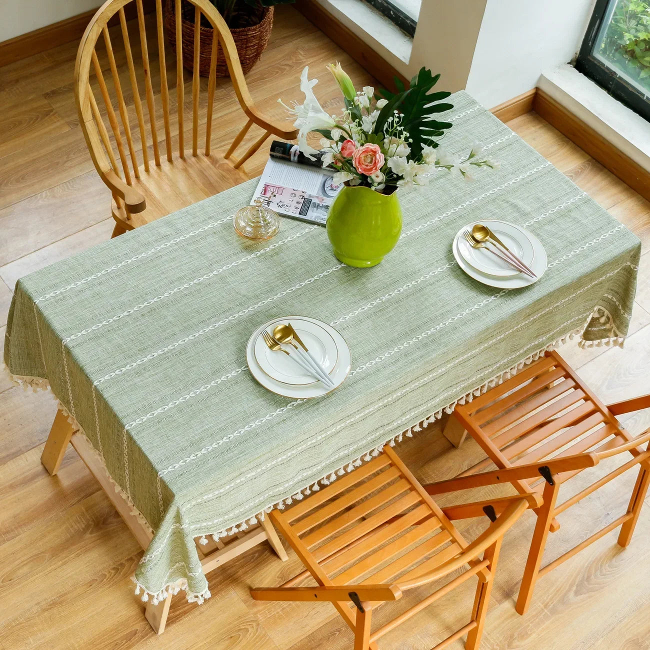 Lace Grain: Hollow Jacquard Linen Tablecloth