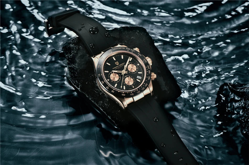 Sapphire Chrono: 40mm Stainless Steel Quartz Sports Watch