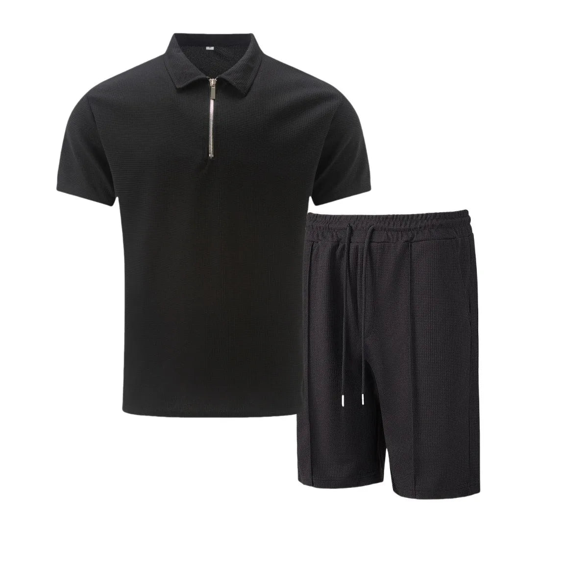 Men’s Waffle Zip-Up Set – Two-Piece, One Statement