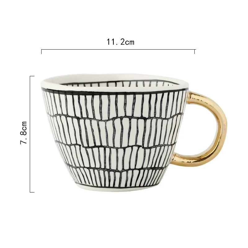 Golden Form: Geometric Hand-Painted Mug