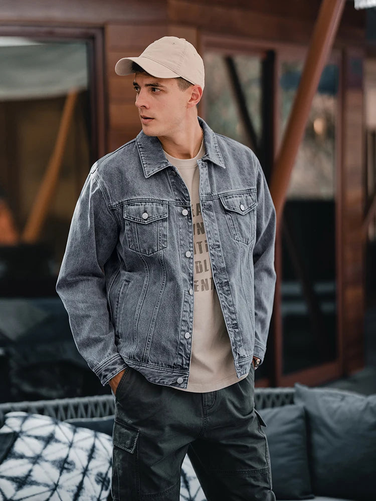 Men's Oversized Classic Denim Jacket – 12oz Washed Style With a Modern Fit