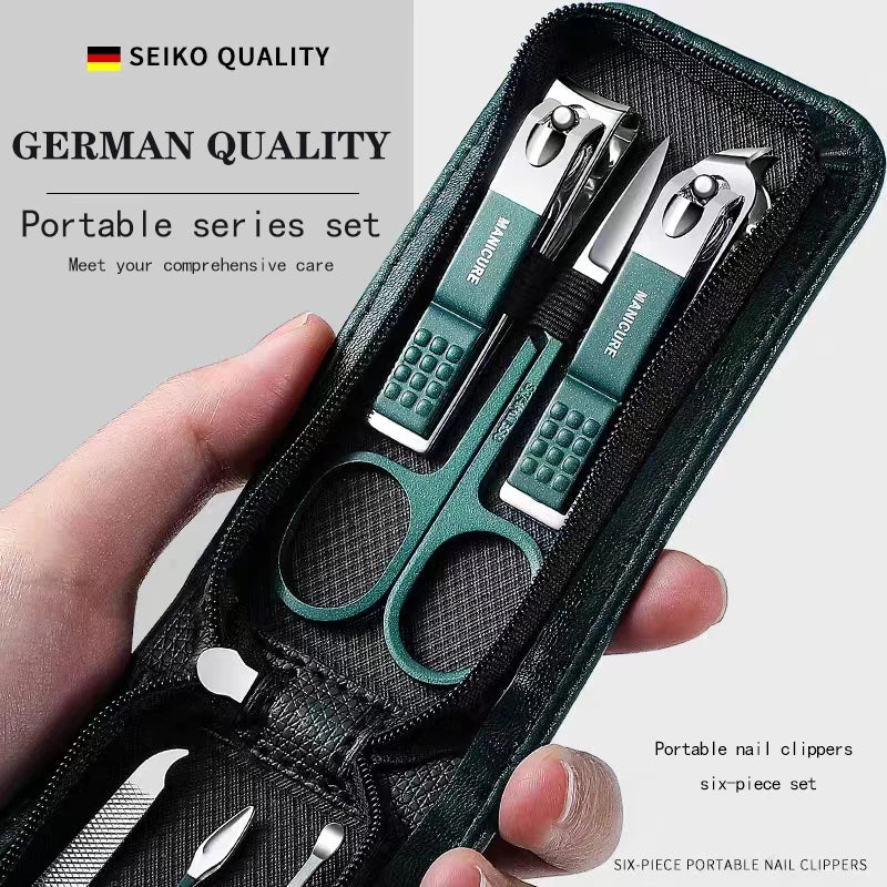 Steel Trim: Men’s 6-Piece Stainless-Steel Nail Clippers Set