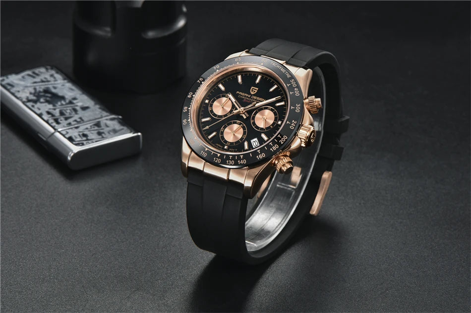 Sapphire Chrono: 40mm Stainless Steel Quartz Sports Watch