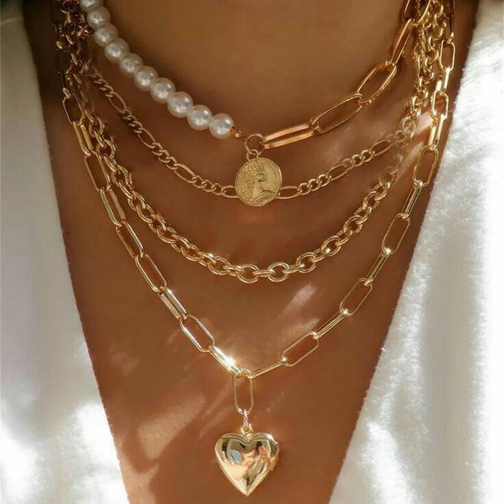 Gilded Rebel: Vintage Punk Coin Pendant Necklace