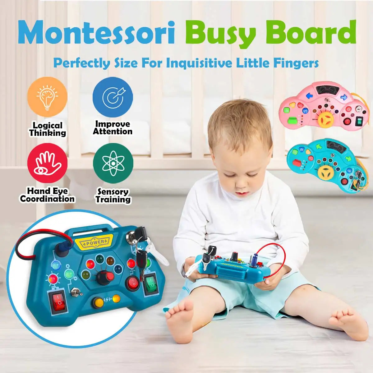 SkillBoard Go: Montessori Busy Board Travel Toy (Ages 3–6)