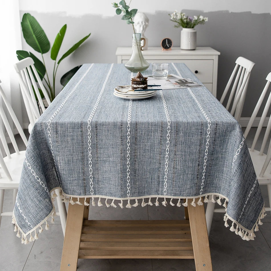 Lace Grain: Hollow Jacquard Linen Tablecloth