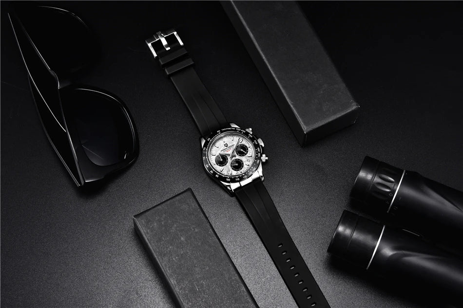 Sapphire Chrono: 40mm Stainless Steel Quartz Sports Watch