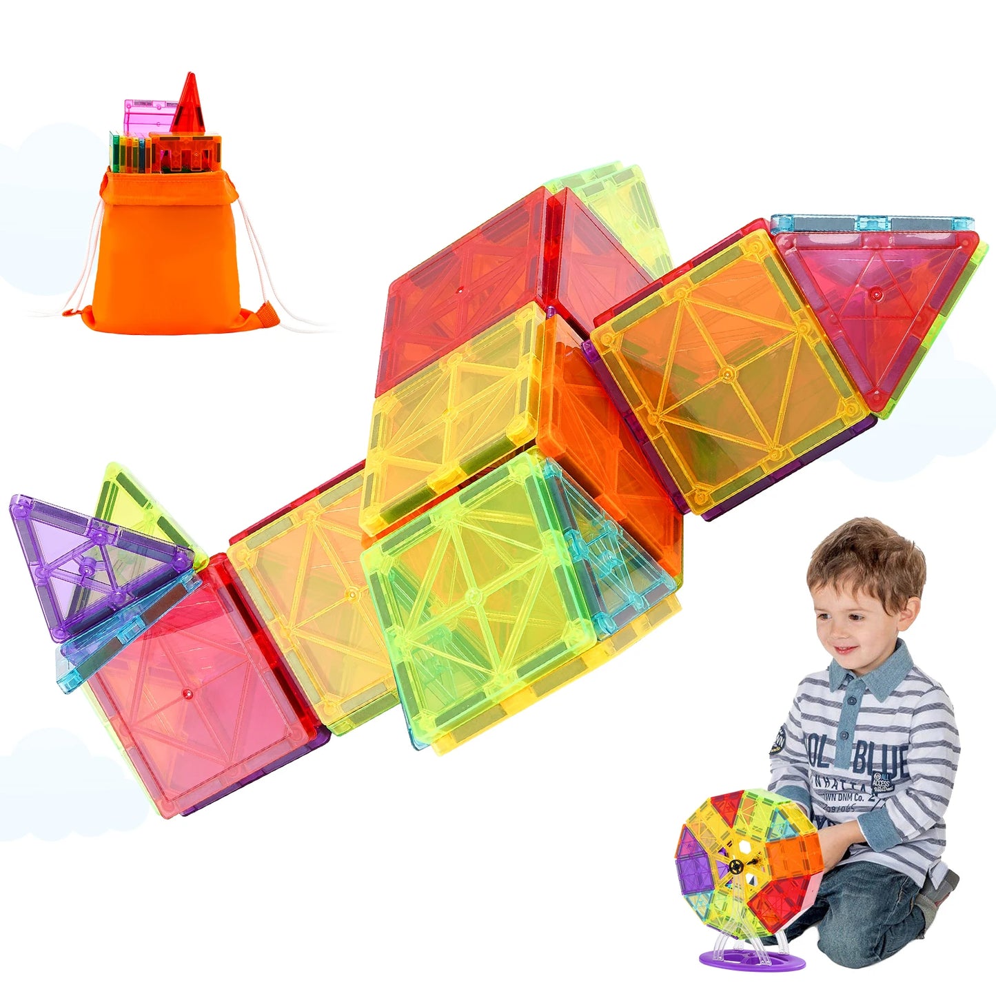 MagnetLab 121: 121-Piece Magnetic Tiles STEM Set (Ages 3–8)