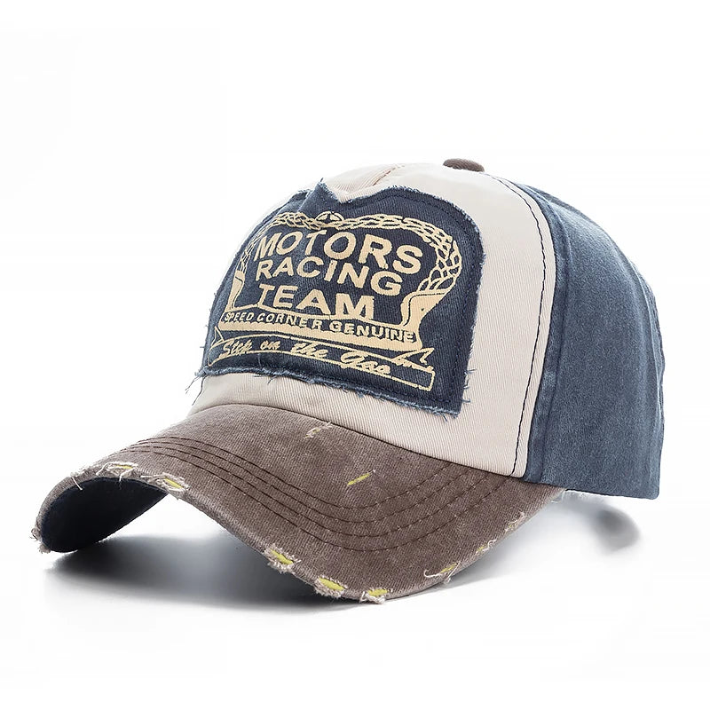 2025 High Quality Washed Cotton Damage Baseball Cap Motor Snapback Hat Hip Hop Dad Hats For Men Women Grinding Multicolor Bone