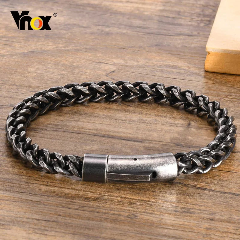 Twin Forge: Vintage Double-Layer Steel Bracelet for Men