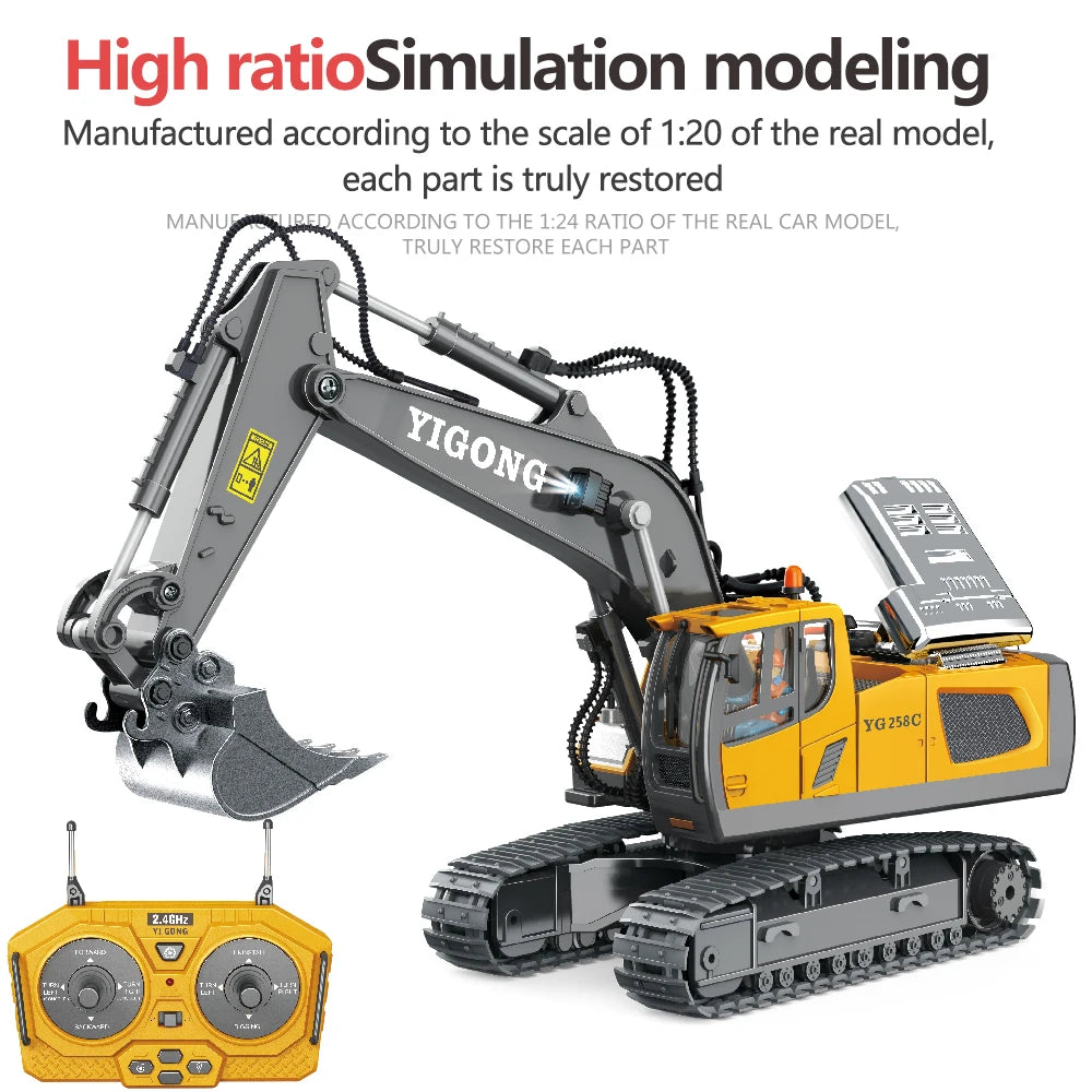Digger Pro 1:20: 10-Channel RC Excavator (Ages 6–12)