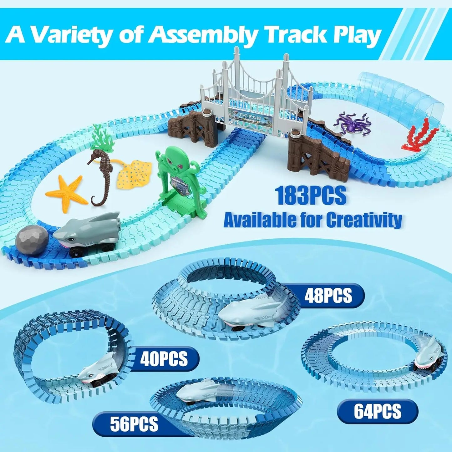 Blue Ocean Shark Track: Flexible Racing Adventure (Ages 3–8)