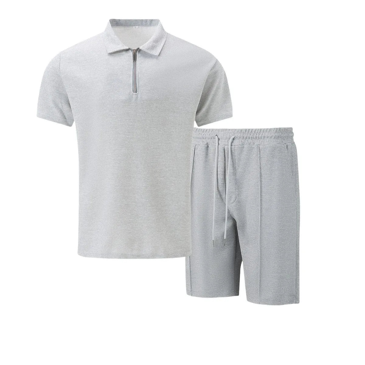 Men’s Waffle Zip-Up Set – Two-Piece, One Statement