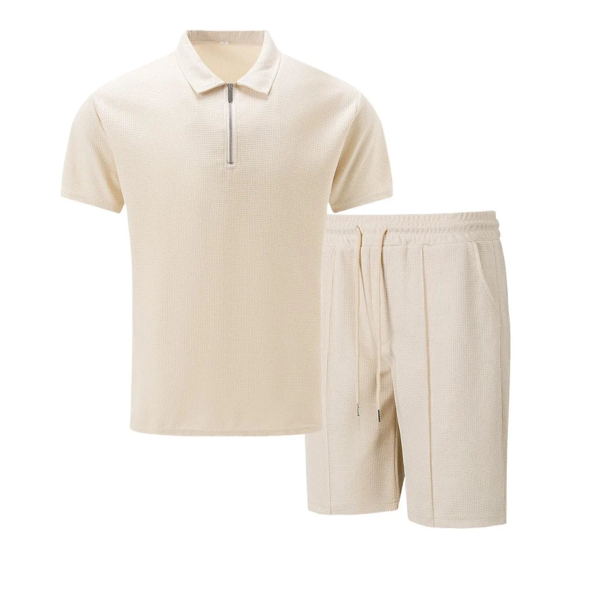 Men’s Waffle Zip-Up Set – Two-Piece, One Statement