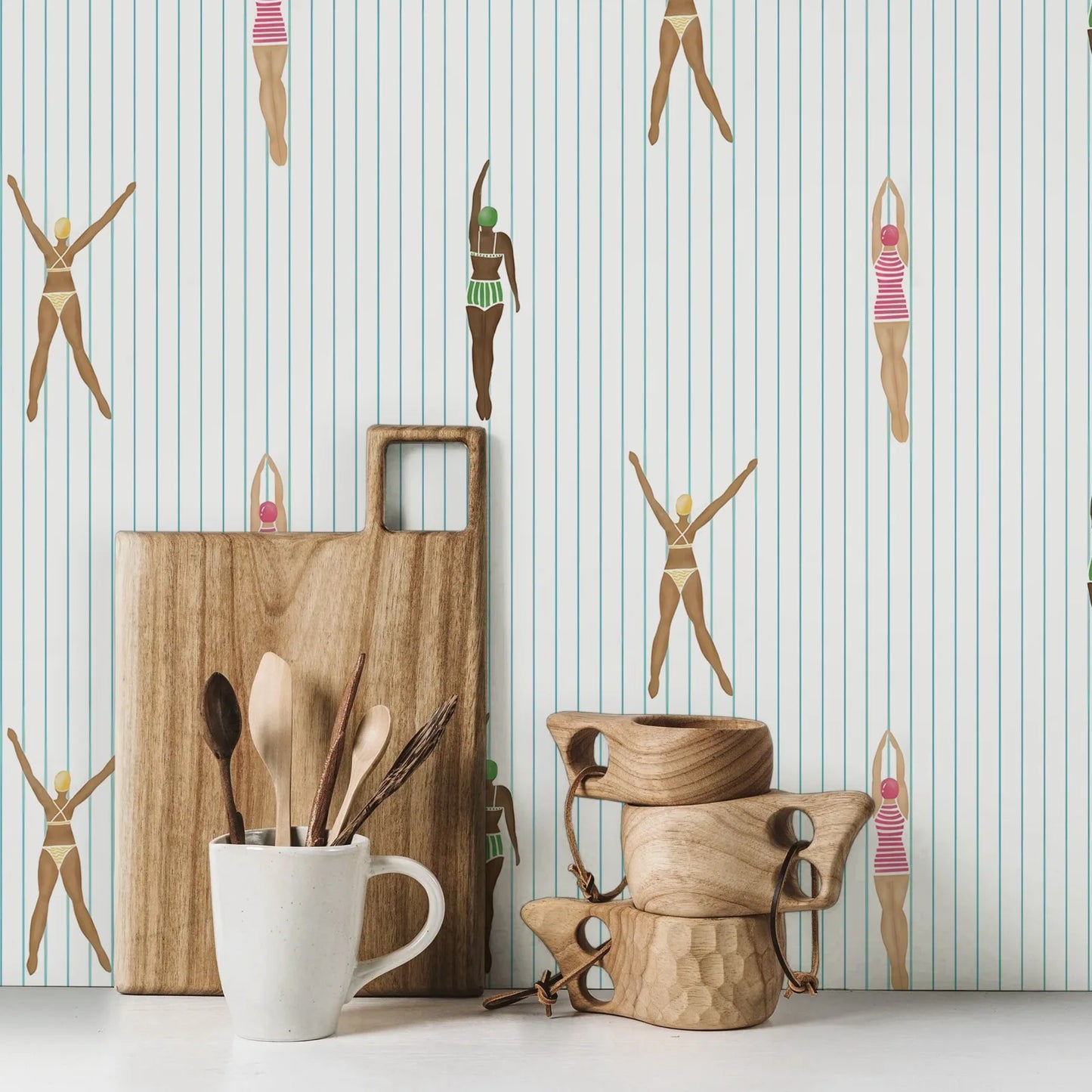 Peel and Stick Swimmers Wallpaper