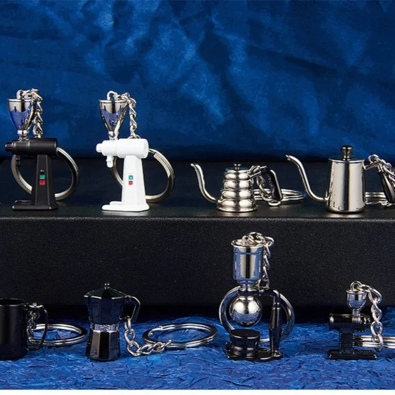 Coffee Supplies Keychain Mini Tamper Keychain Portable Fashionable Zinc Alloy Coffee Keychain Decoration Gift for Coffee Lovers