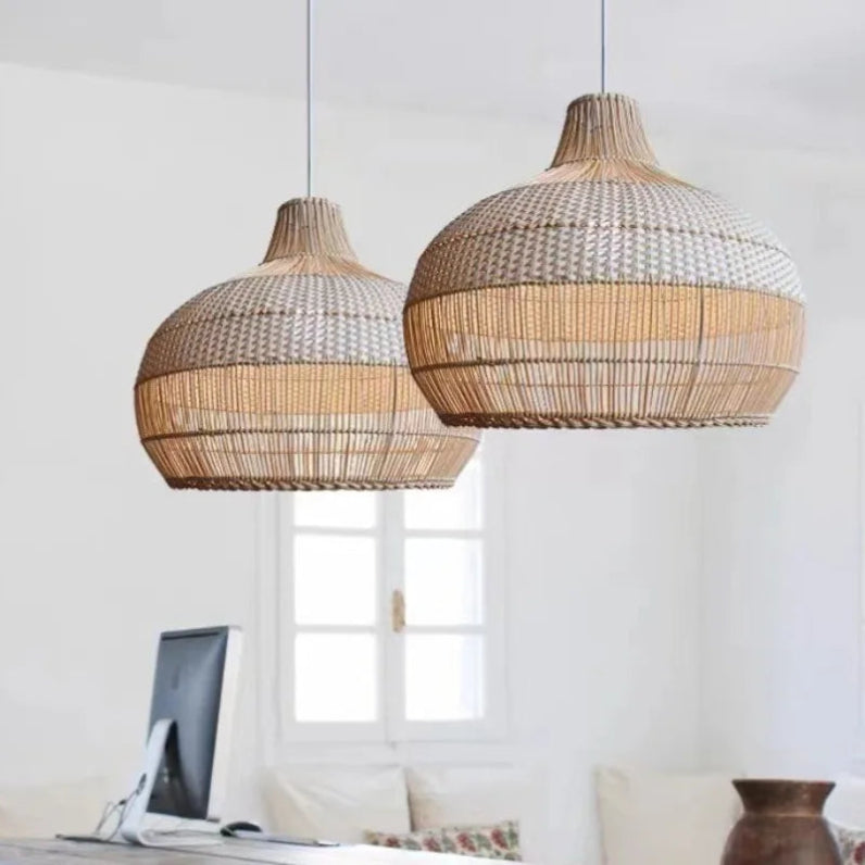 Glow Nest: Handwoven Rattan Pendant Lamp