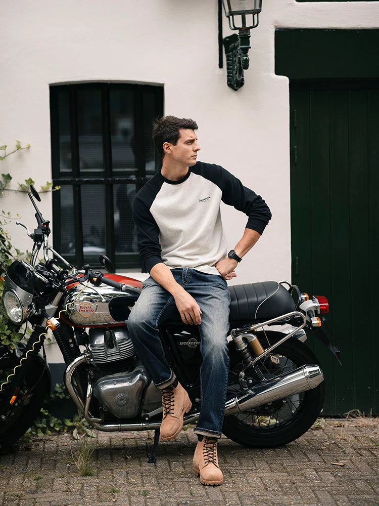 SIMWOOD 2025 Spring New loose Straight 13.5oz Fabric Washed Vintage Jeans Men Classical Plus Size Denim Trousers