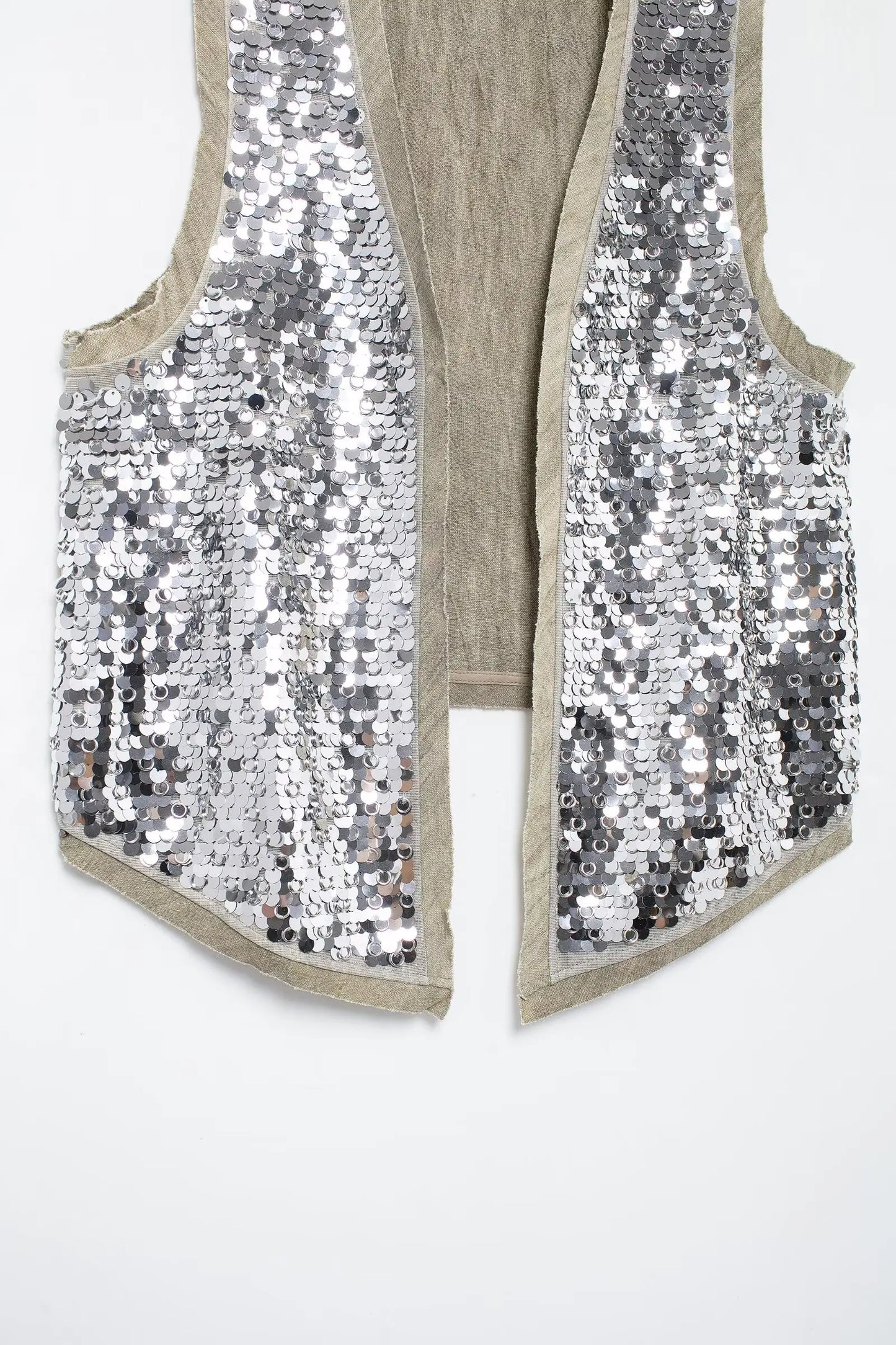 Women's Glitter Sequin Open Vest – Tailored Sparkle for Autumn Nights