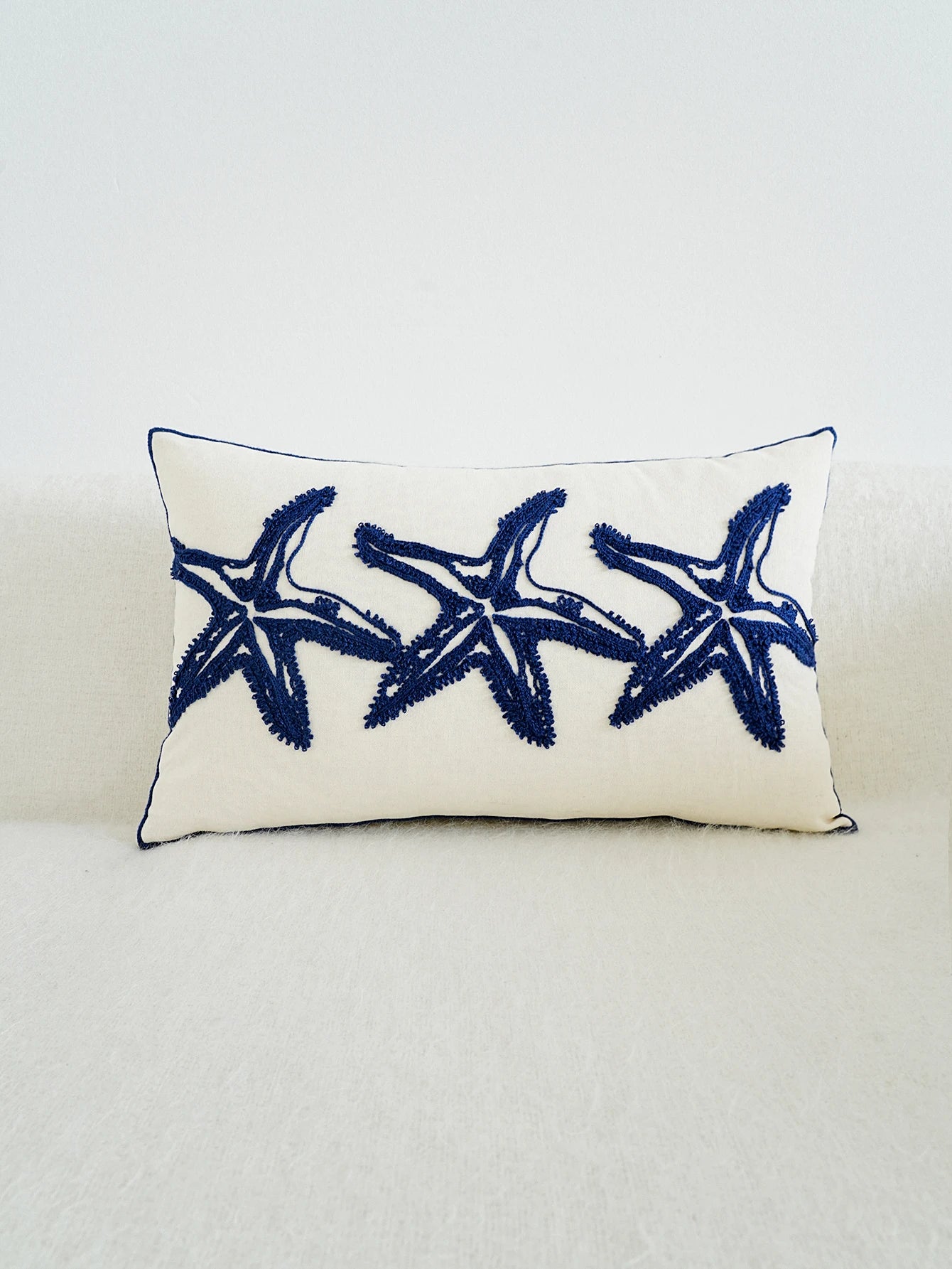 Coastal Stitch: Starfish Embroidered Pillow Cover