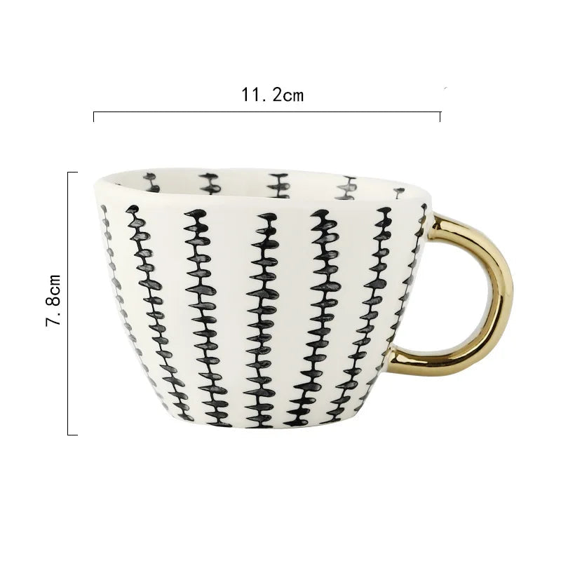 Golden Form: Geometric Hand-Painted Mug