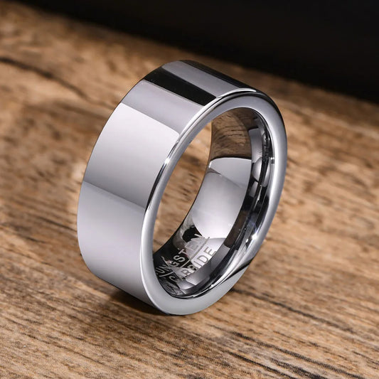 Vnox Signature: 8mm Tungsten Wedding Band for Men – Classic Plain & Anti-Scratch Design