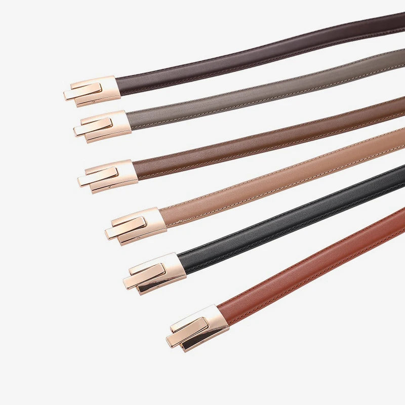 Sable Line: Cinturón fino de piel de vaca suave para mujer