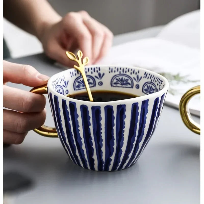 Golden Form: Geometric Hand-Painted Mug