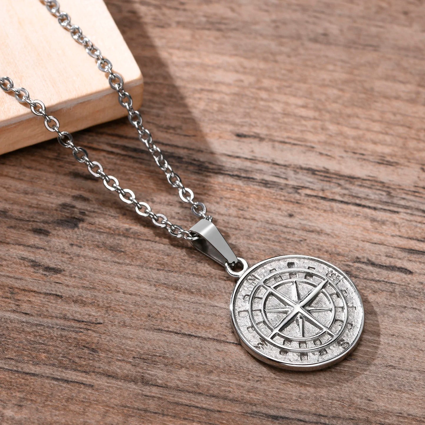 Compass Layer: Stainless Steel Travel Pendant Necklace for Men