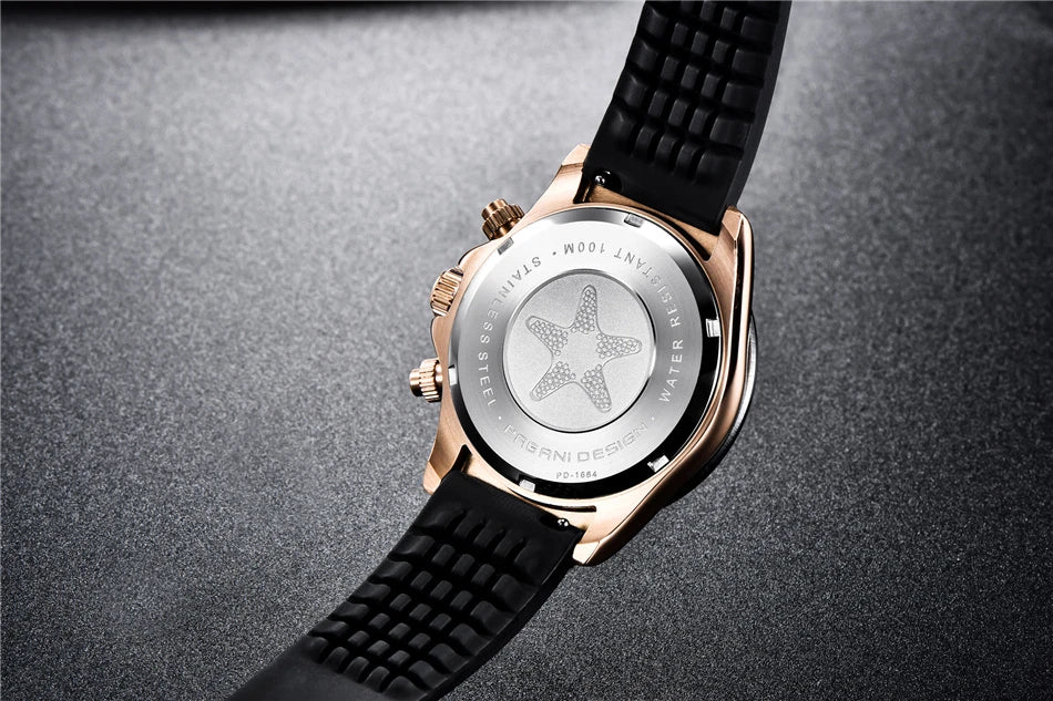 Sapphire Chrono: 40mm Stainless Steel Quartz Sports Watch