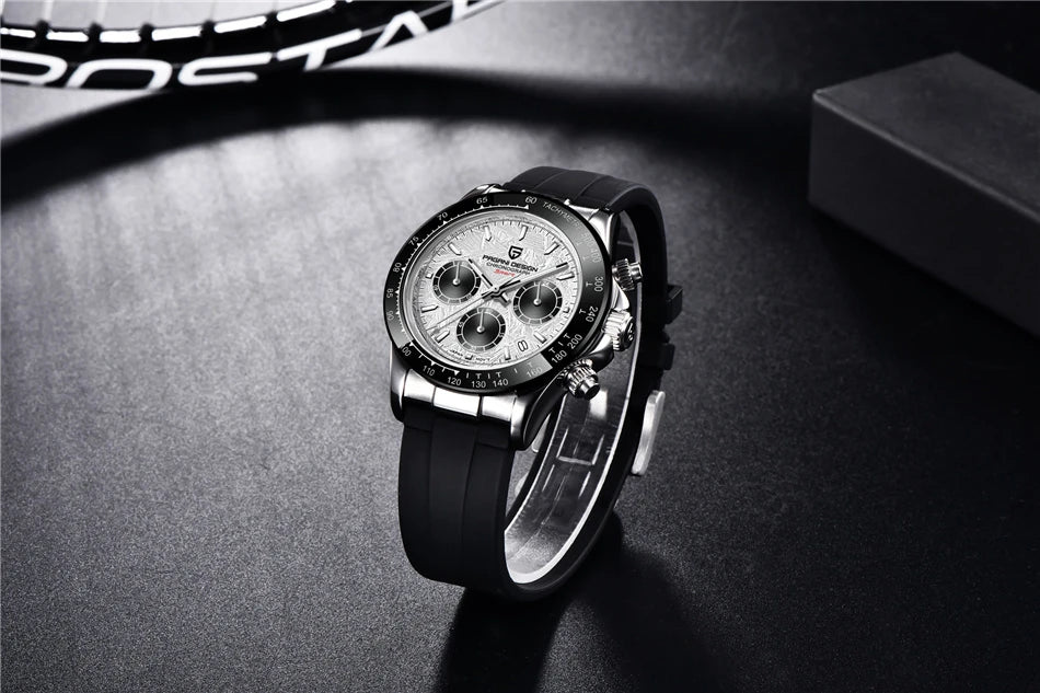 Sapphire Chrono: 40mm Stainless Steel Quartz Sports Watch