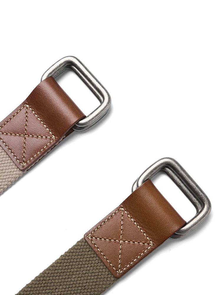 WeaveMark: Braided Canvas Belt with Leather Detail