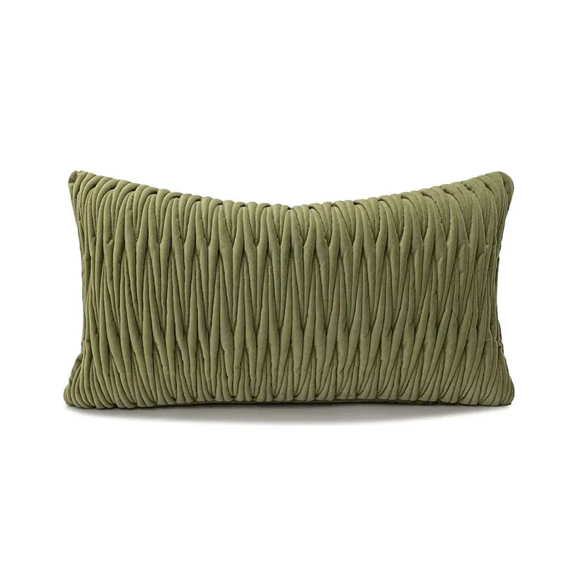 Verdant Line: Light Luxury Geometric Pillow Cover