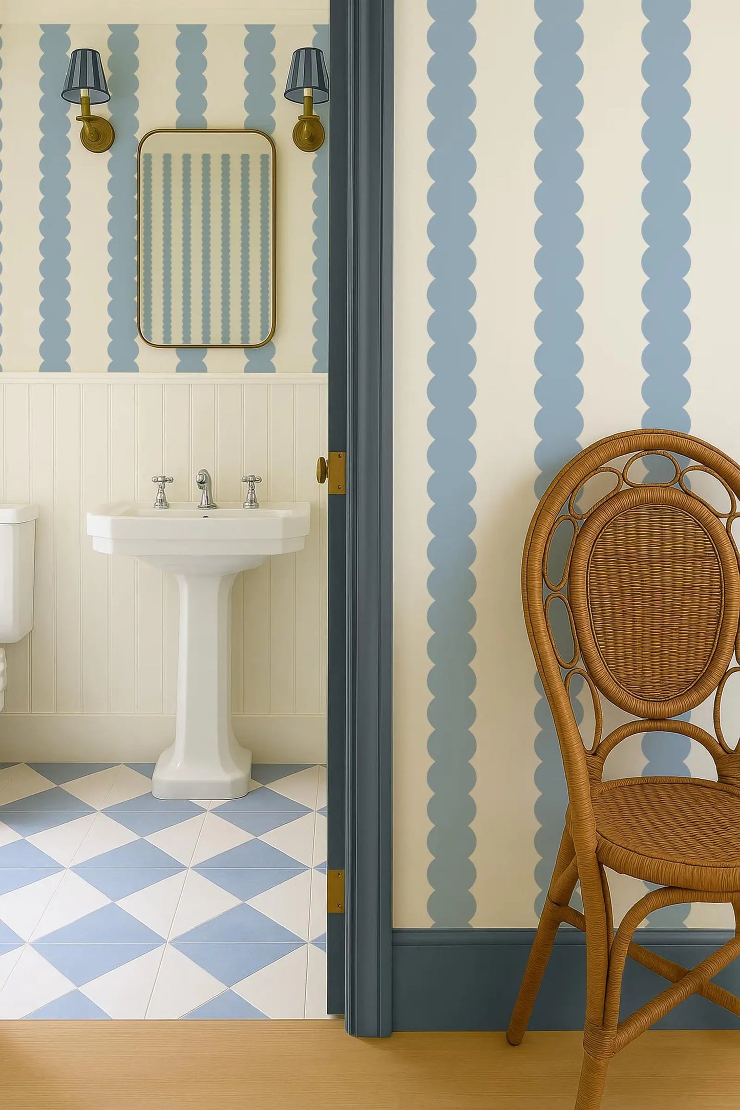 Blue Abstract Bubble Lines Wallpaper