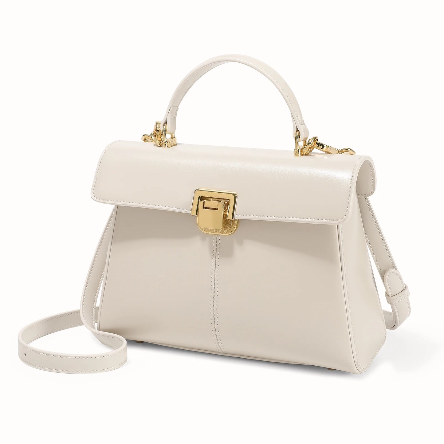 Velvet Frame: Luxury Genuine Leather Crossbody Bag with Scarf Accent