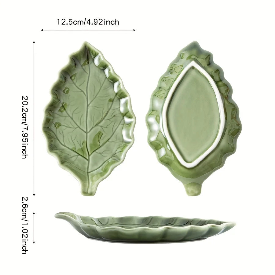 Green Leaf Ceramic Spoon Holder
