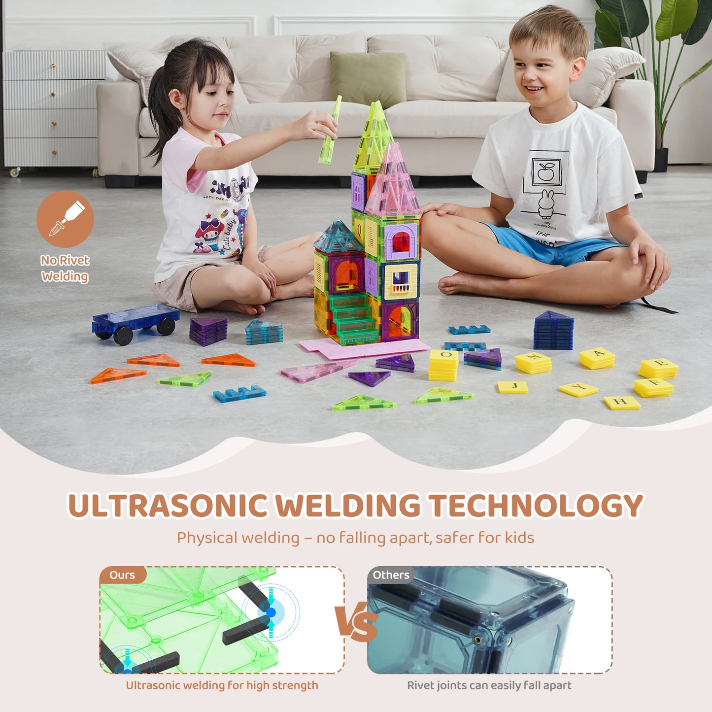 MagnetLab 121: 121-Piece Magnetic Tiles STEM Set (Ages 3–8)