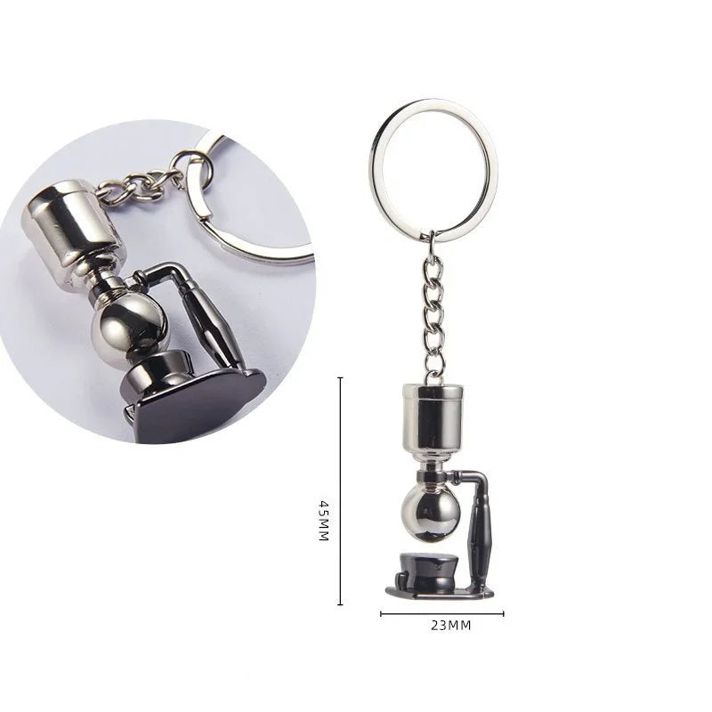 Coffee Supplies Keychain Mini Tamper Keychain Portable Fashionable Zinc Alloy Coffee Keychain Decoration Gift for Coffee Lovers
