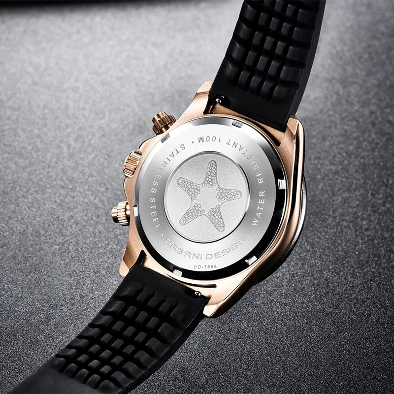 Sapphire Chrono: 40mm Stainless Steel Quartz Sports Watch
