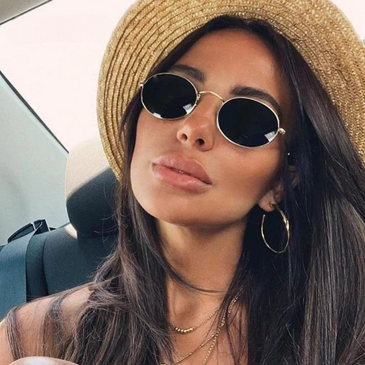 Blush Metal: Pink Oval Mirror Sunglasses for Women