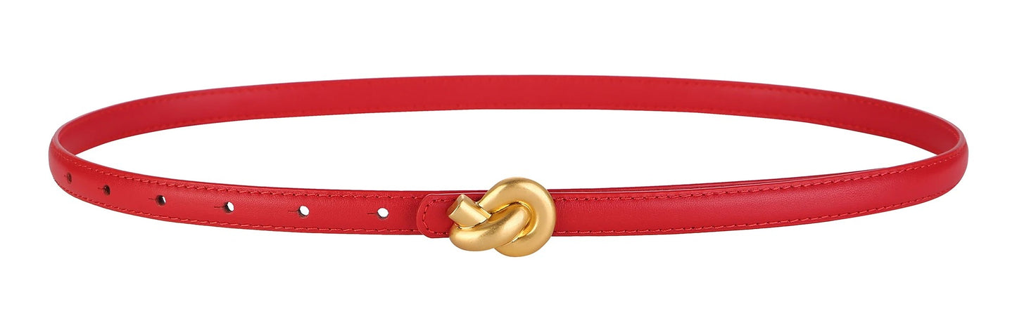 Cinturón de cuero premium con hebilla de metal para mujer.