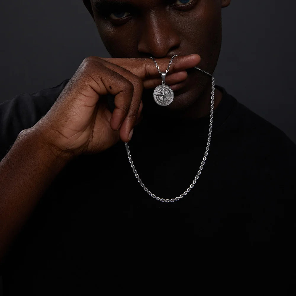 Compass Layer: Stainless Steel Travel Pendant Necklace for Men