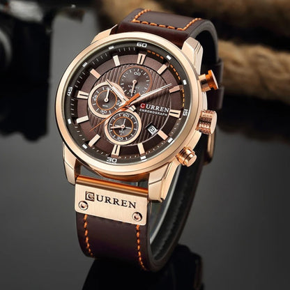 Command Chrono: Leather Chronograph Sports Watch for Men