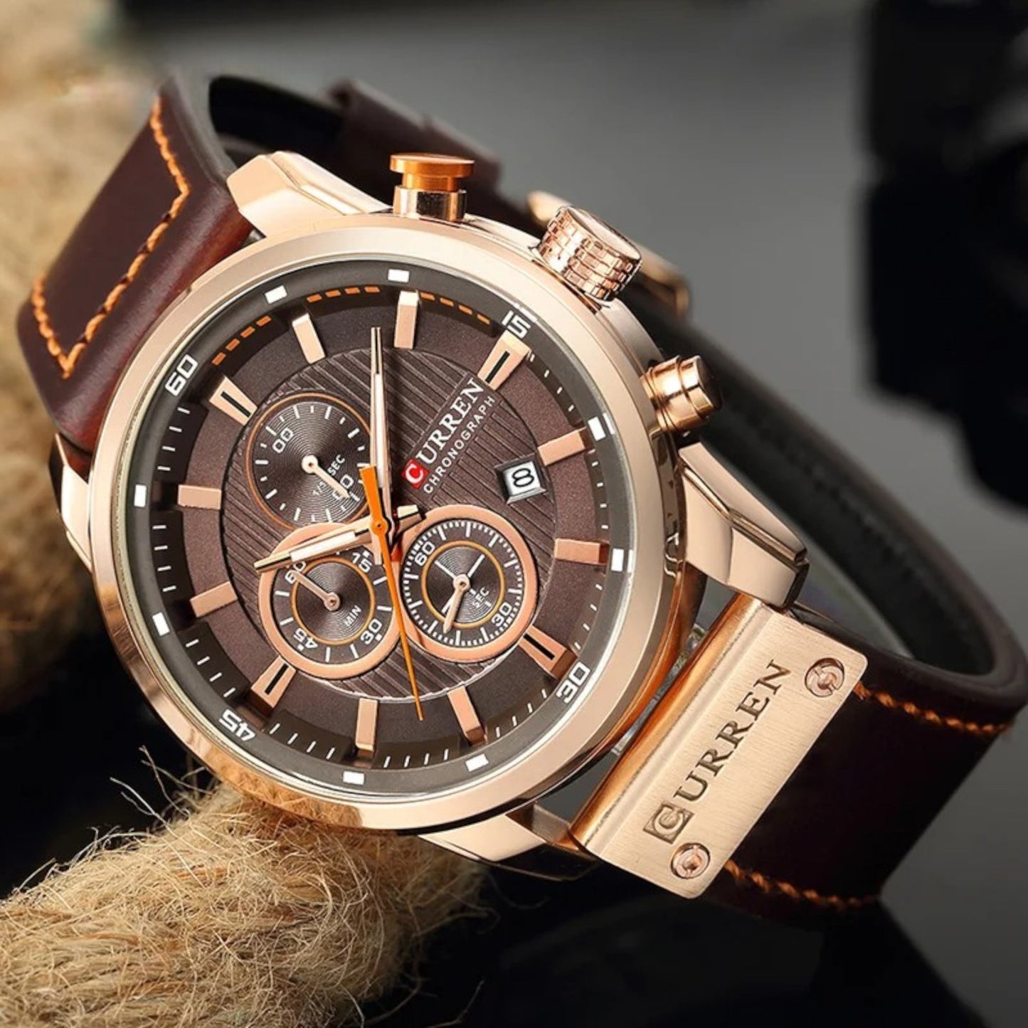 Command Chrono: Leather Chronograph Sports Watch for Men