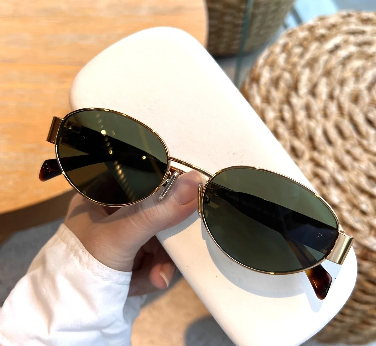 Blush Alloy: Small Oval Mirror Sunglasses for Women