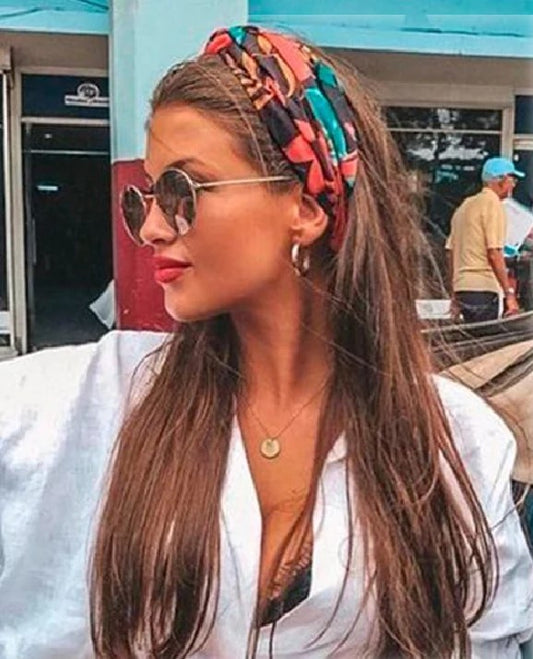 Boho Crown: Vintage Cross Turban Headband with Rhinestone Detail